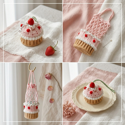Combo Rose Strawberry Cake Bottle Holder Crochet Pattern