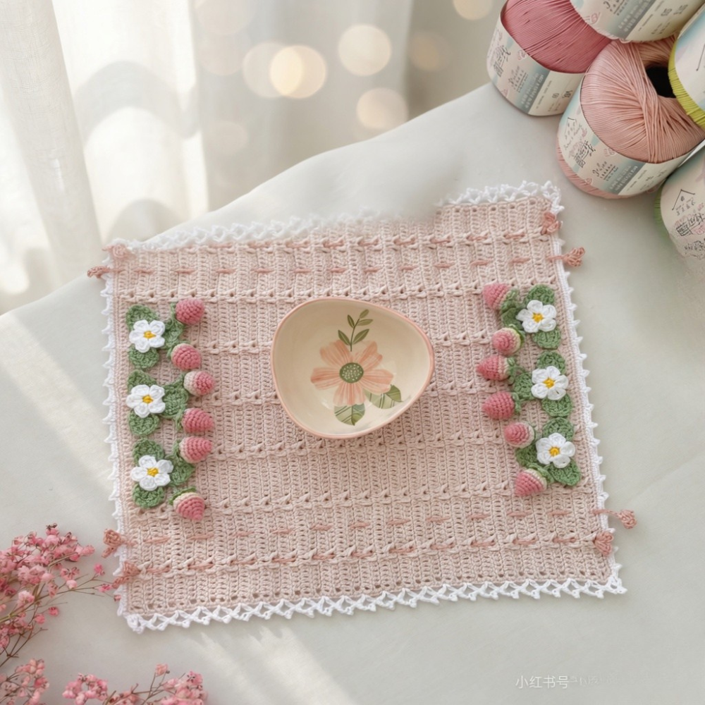 Sweet Strawberry Candy Cane Tissue Cover Crochet Pattern