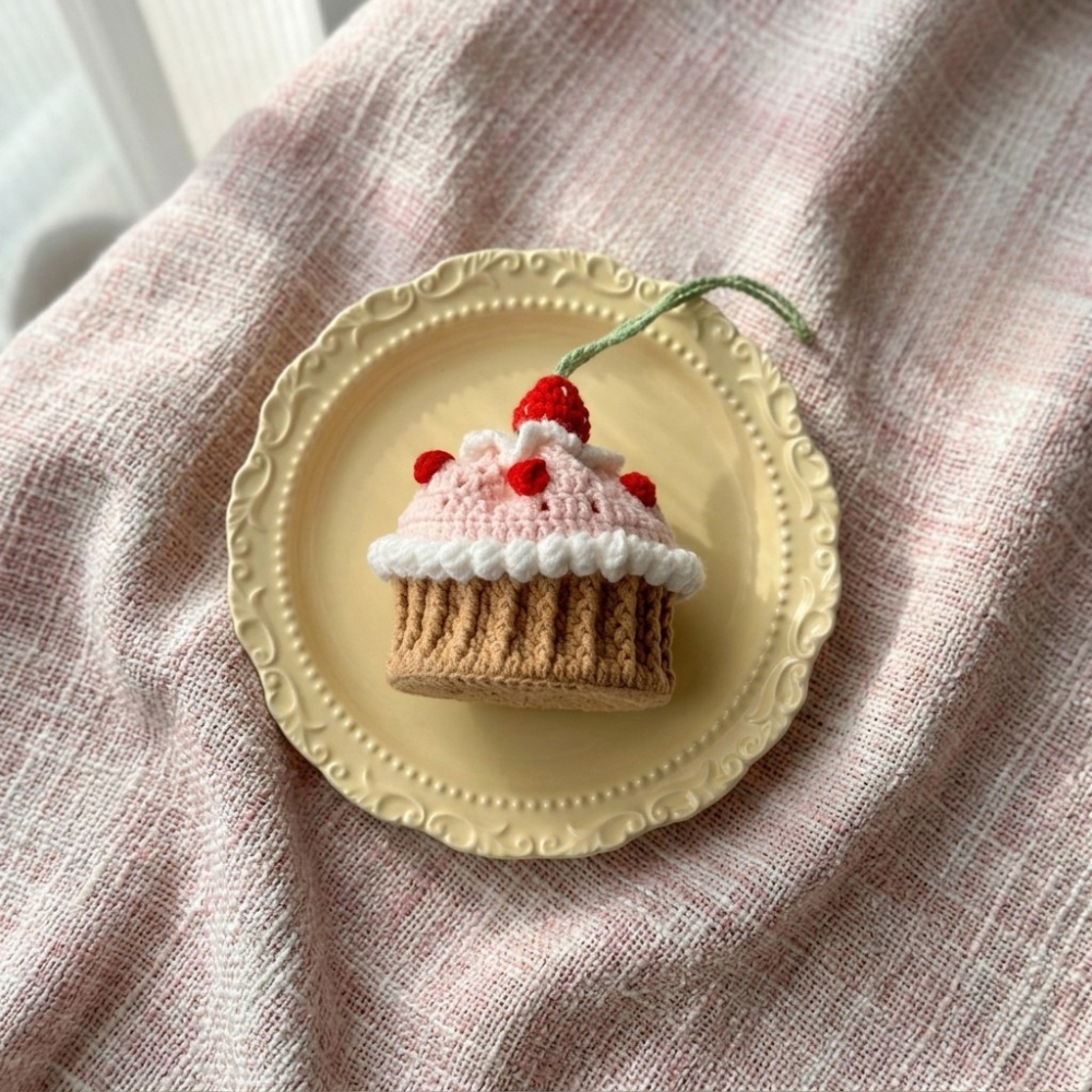 Strawberry Cake Cup Holder Crochet Pattern