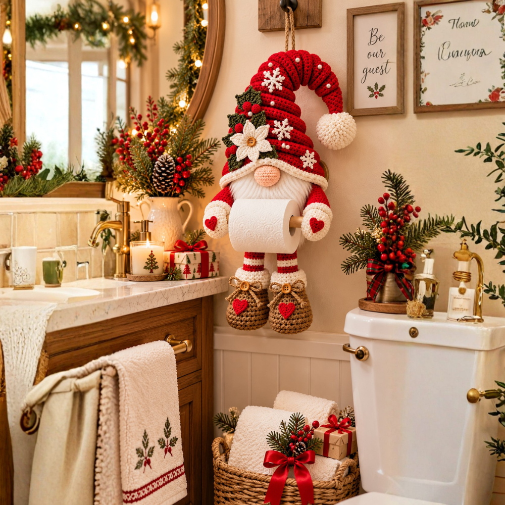 Christmas Gnome Toilet Paper Holder Crochet Pattern