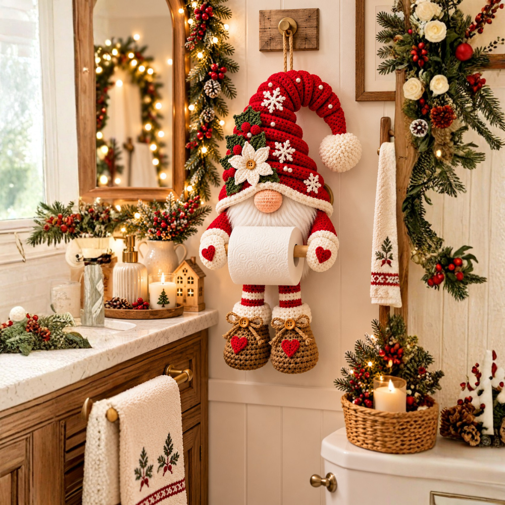 Christmas Gnome Toilet Paper Holder Crochet Pattern