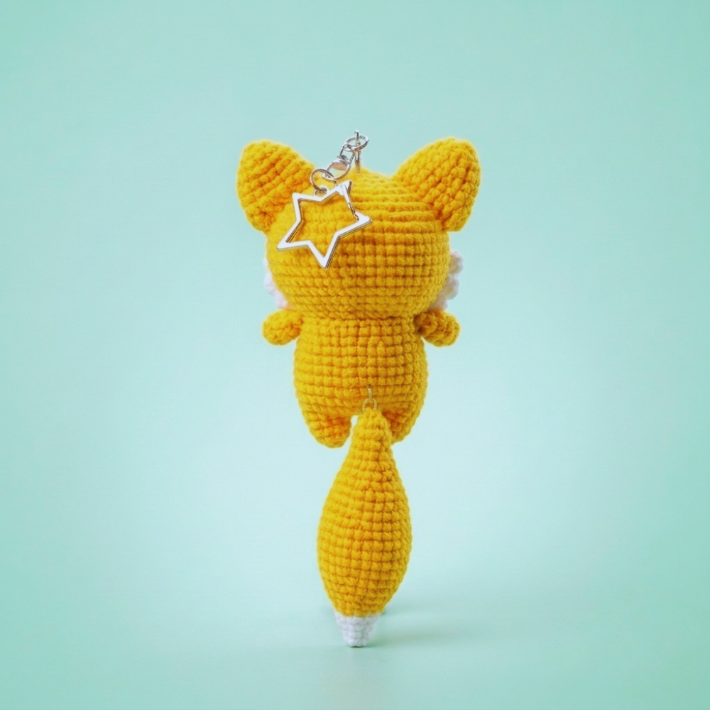 Foxy Duo Design The Perfect Orange & Gold Amigurumi Fox Keychain Set