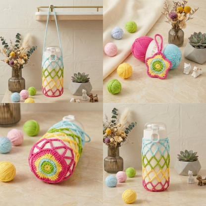 2-in-1 Rainbow Bottle Holder & Keychain Crochet Pattern