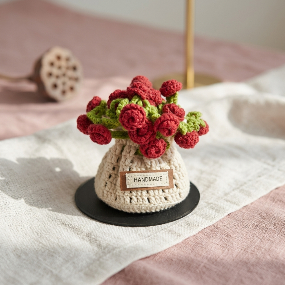 Rose Bouquet Cup Holder Crochet Pattern