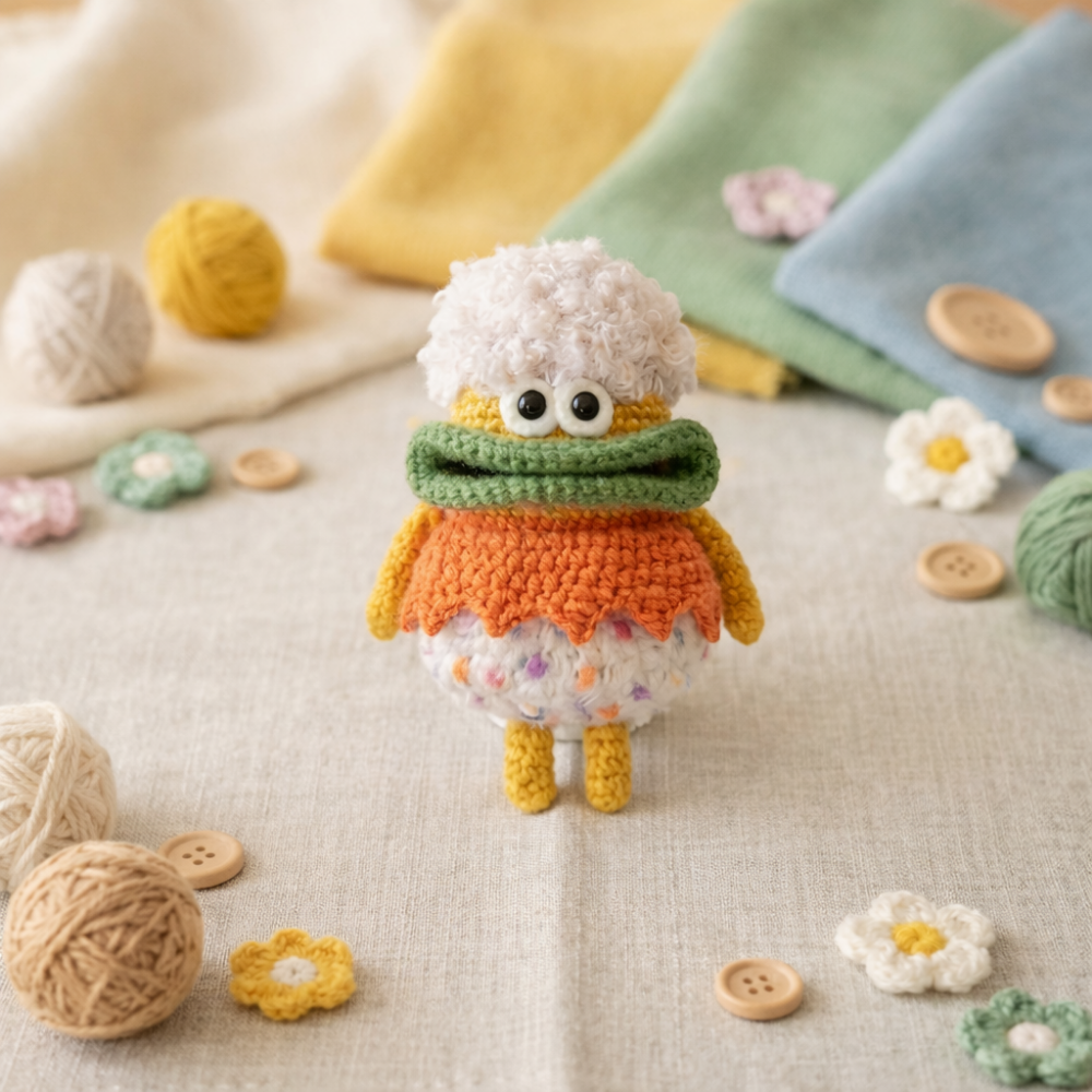 4-in-1 Colorful Amigurumi Big Lips Monster Pouch Crochet Pattern