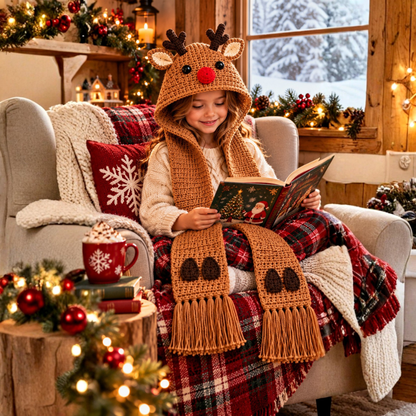 4in1 Christmas Hooded Scarf Crochet Pattern