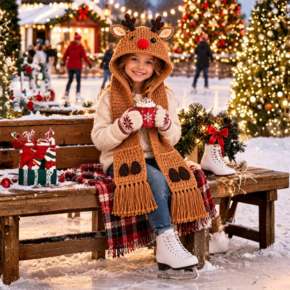 4in1 Christmas Hooded Scarf Crochet Pattern