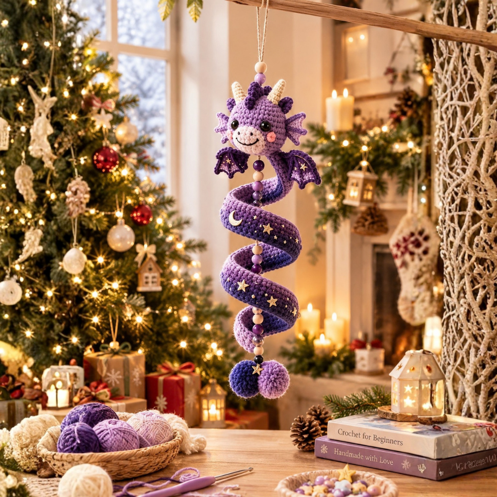 5-in-1 Crochet Dragon Spiral Hanging Pattern