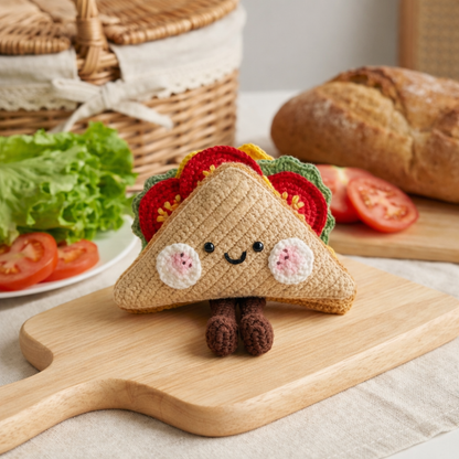 Crochet Kawaii Sandwich Plush – Cute Amigurumi Food Toy Crochet Pattern