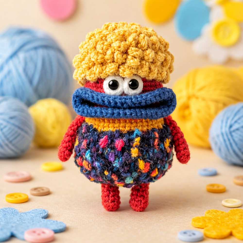 4-in-1 Colorful Amigurumi Big Lips Monster Pouch Crochet Pattern