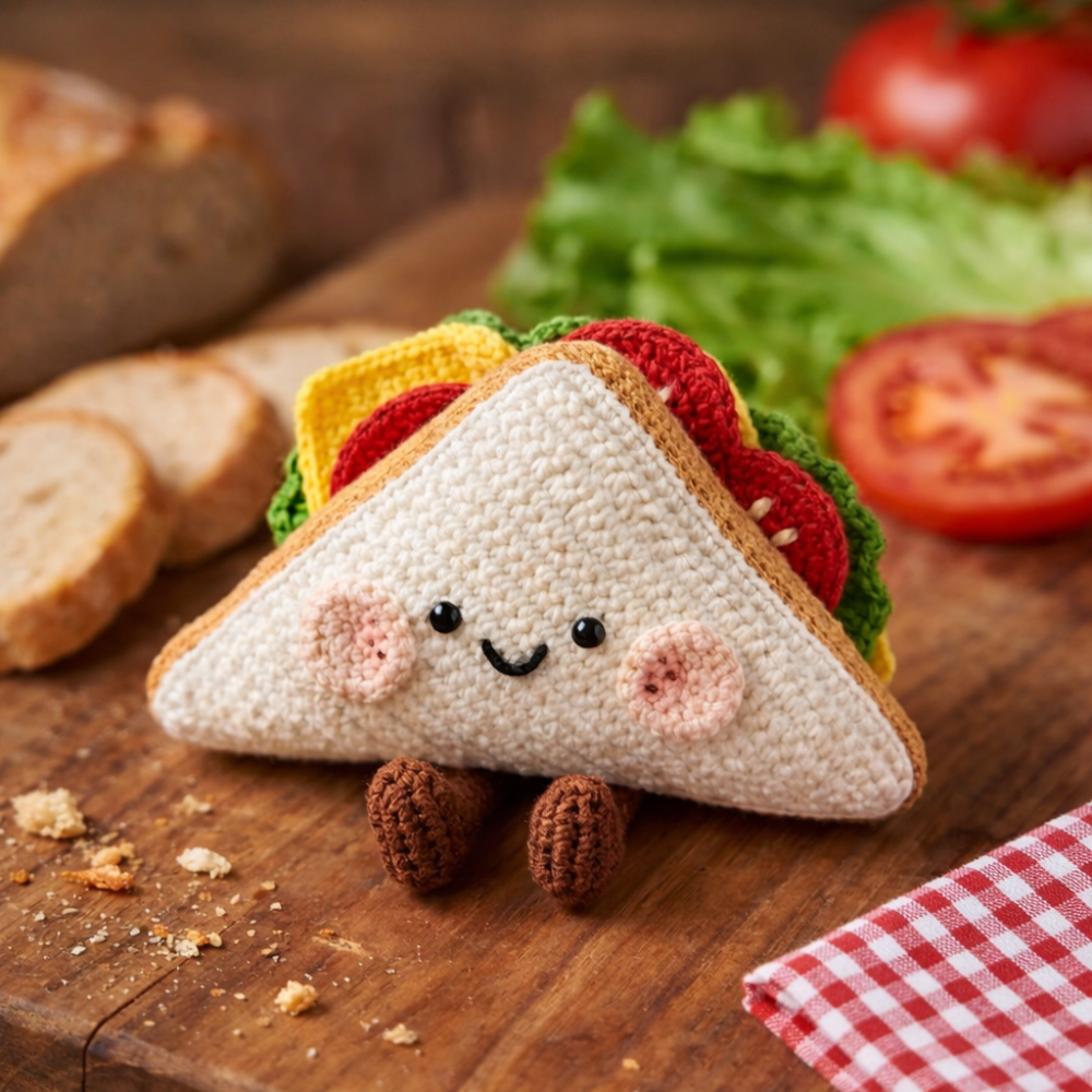 Crochet Kawaii Sandwich Plush – Cute Amigurumi Food Toy Crochet Pattern