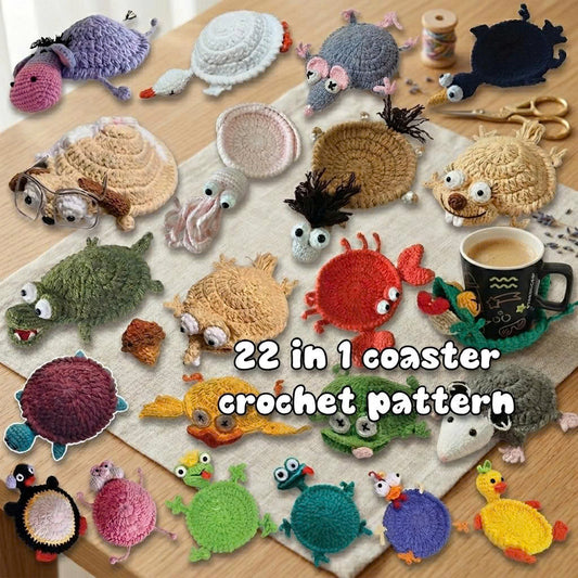 22-in-1 Animal Coaster Crochet Pattern Set